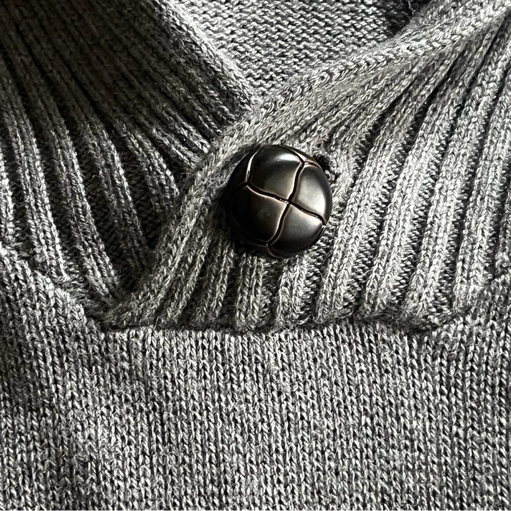 Tocco Reale Shawl Collar Sweater Men Large Gray Wool Cashmere Blend Grandpa Soft - Picture 6 of 12